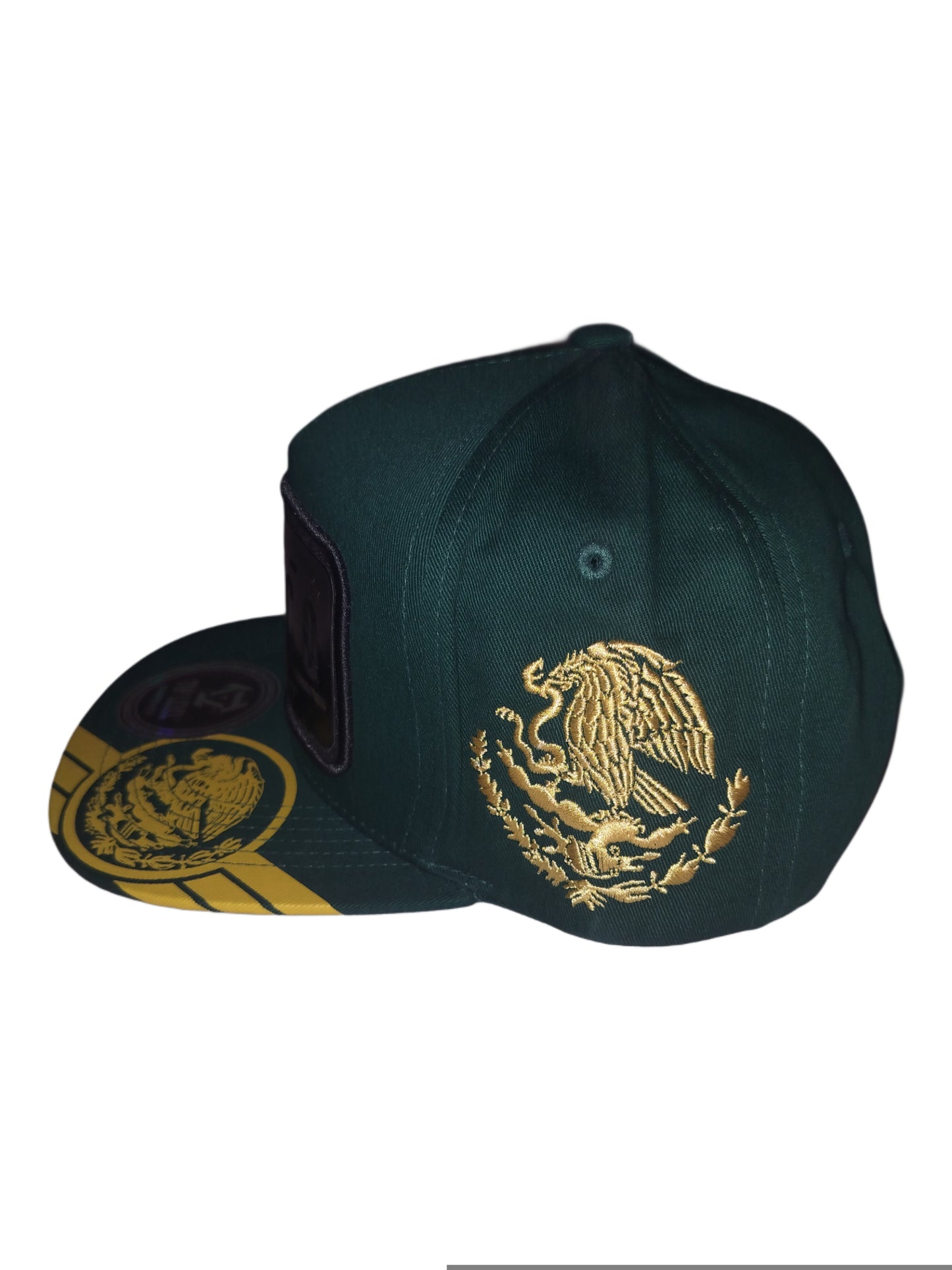 MEXICO TRANSPORTE PRIVADO AUTOMOVIL CON AGUILA DE ORO EN LADO (ON SIDE OF HAT) GREEN AND GOLD