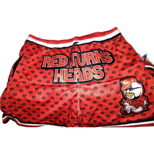 EXCLUSIVE RED TURNS HEADS SHORTS (HUSTLE STRUGGLE FAME)