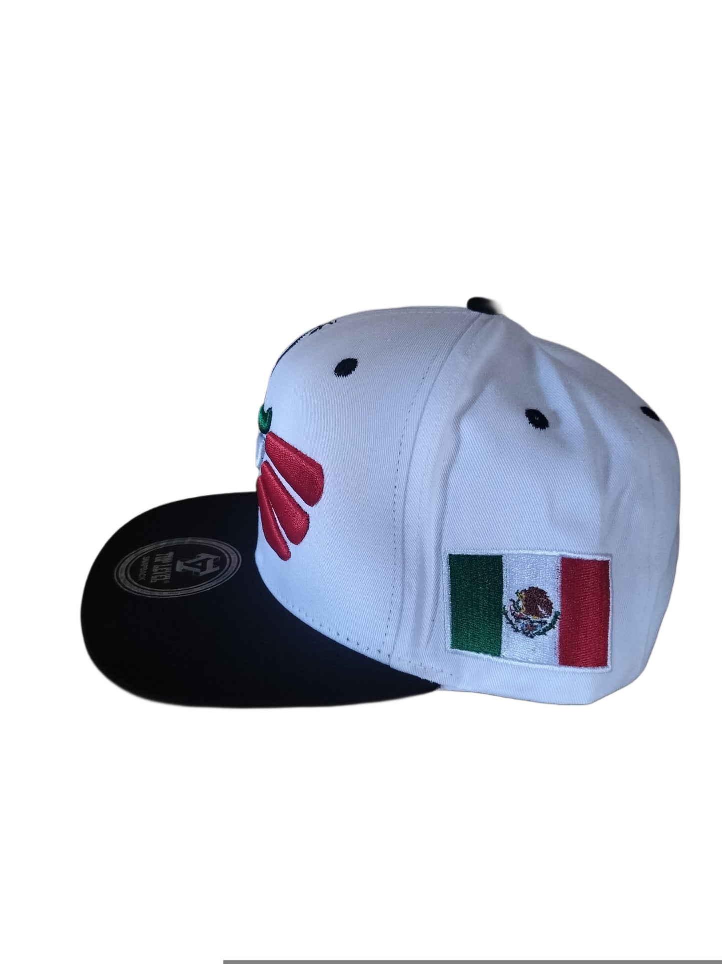 HECHO EN MEXICO AGUILA EAGLE SNAPBACK WITH FLAG ON SIDE(CON BANDERA EN LADO) WHITE & BLACK
